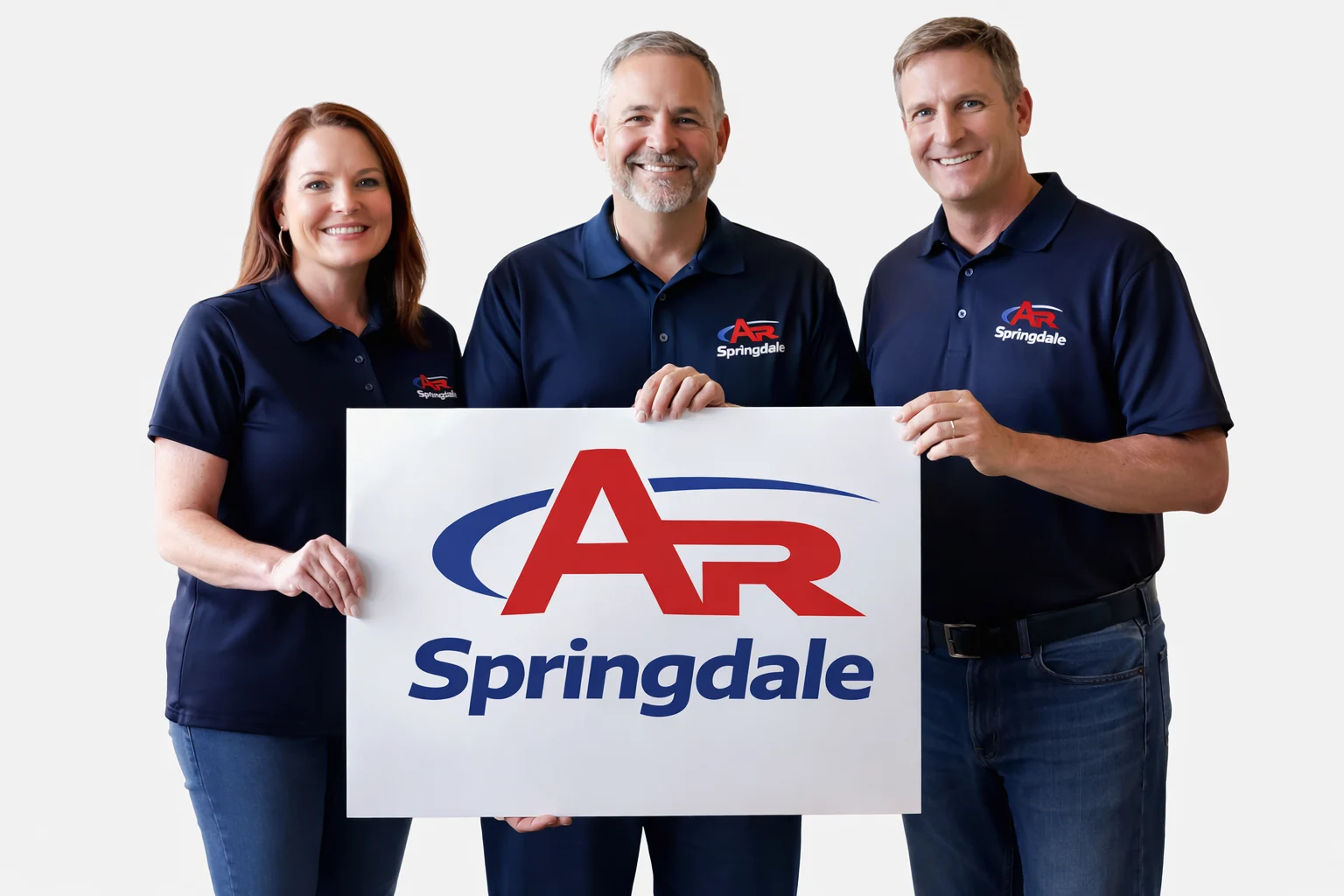 AR Springdale team holding logo sign