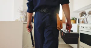 technician with appliance repair tools
